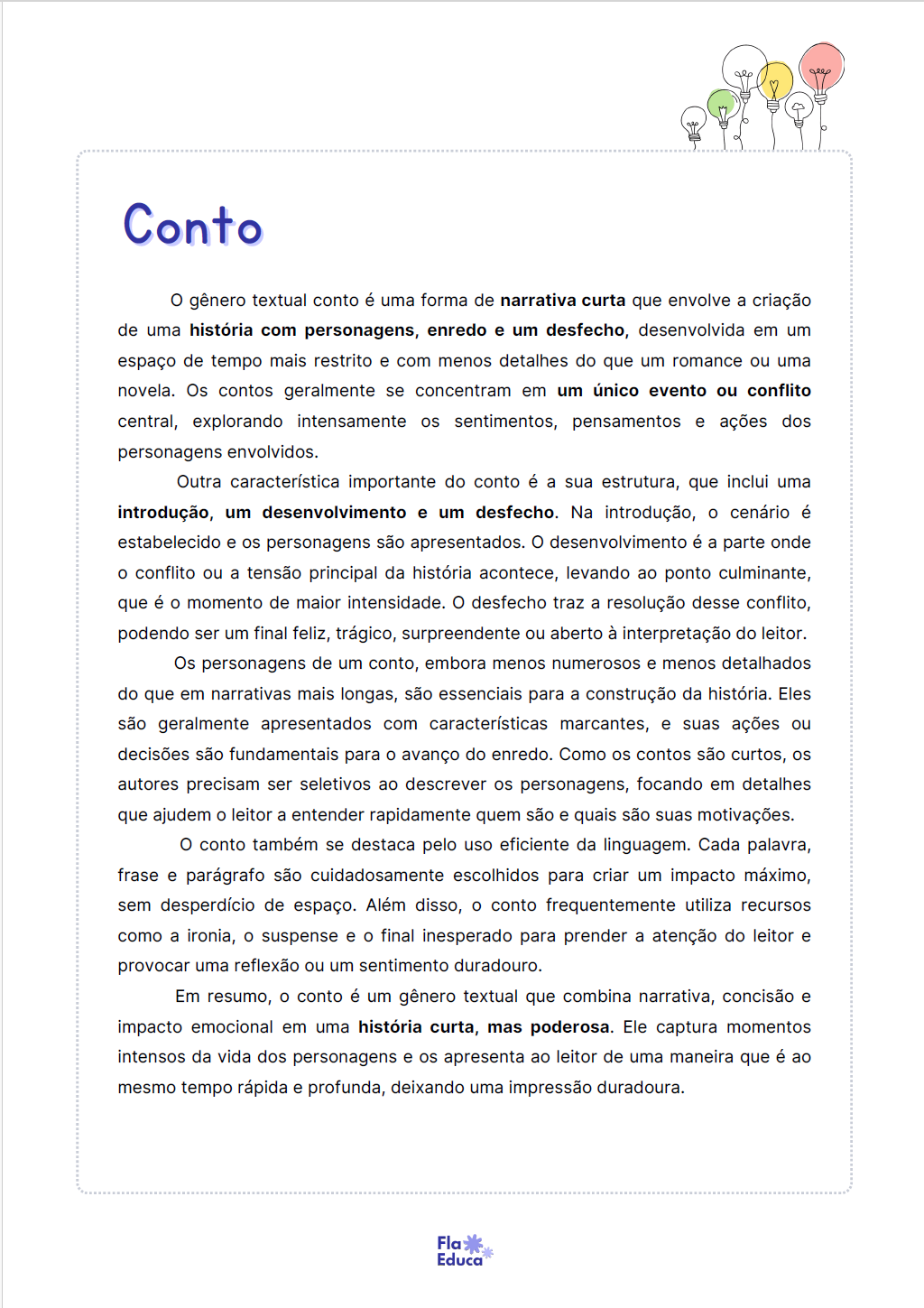 Gênero textual Conto - explicação