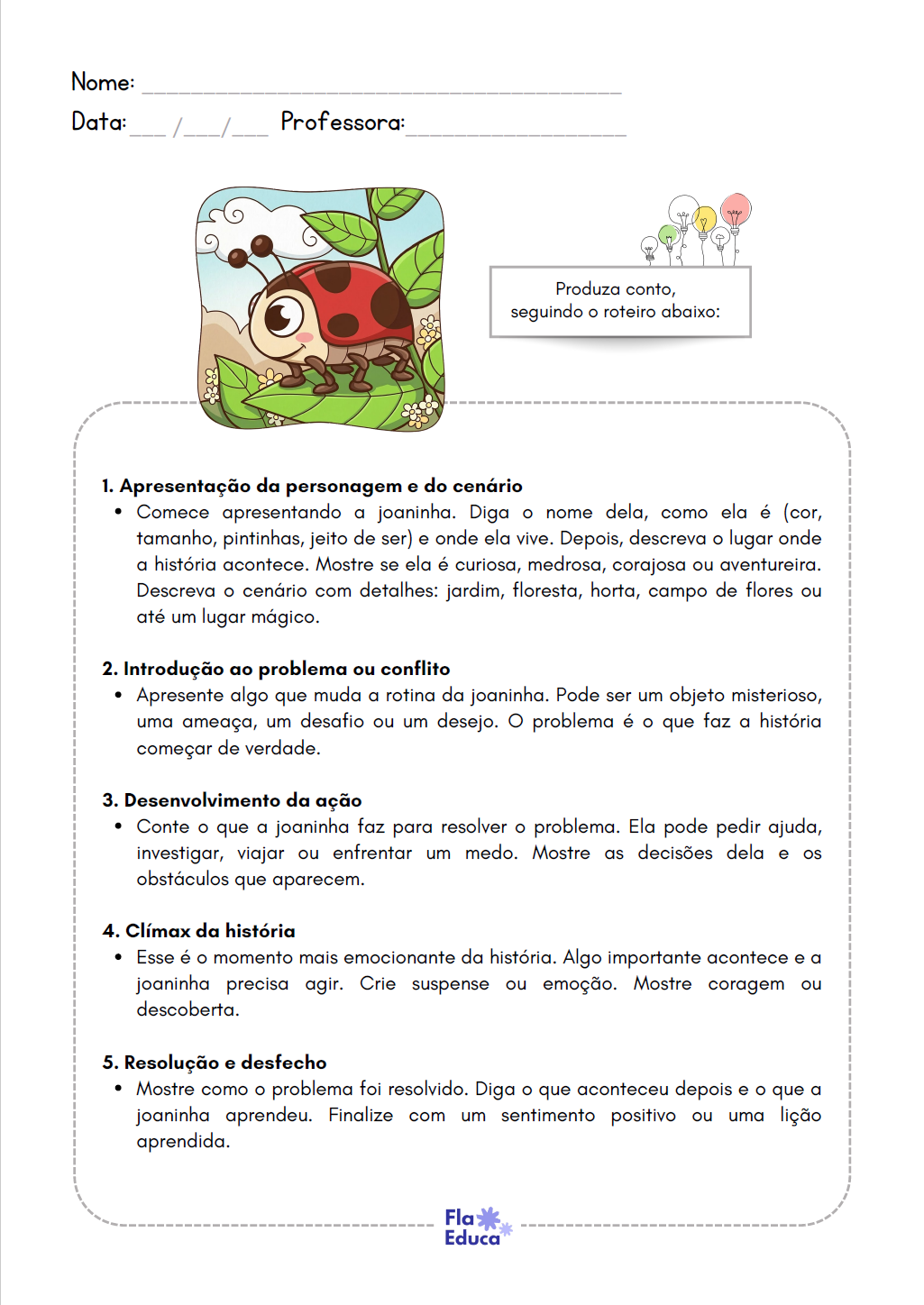 Roteiro para produzir um conto