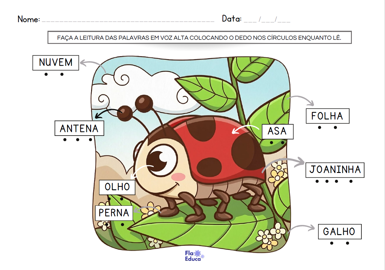 Leitura de palavras com a joaninha
