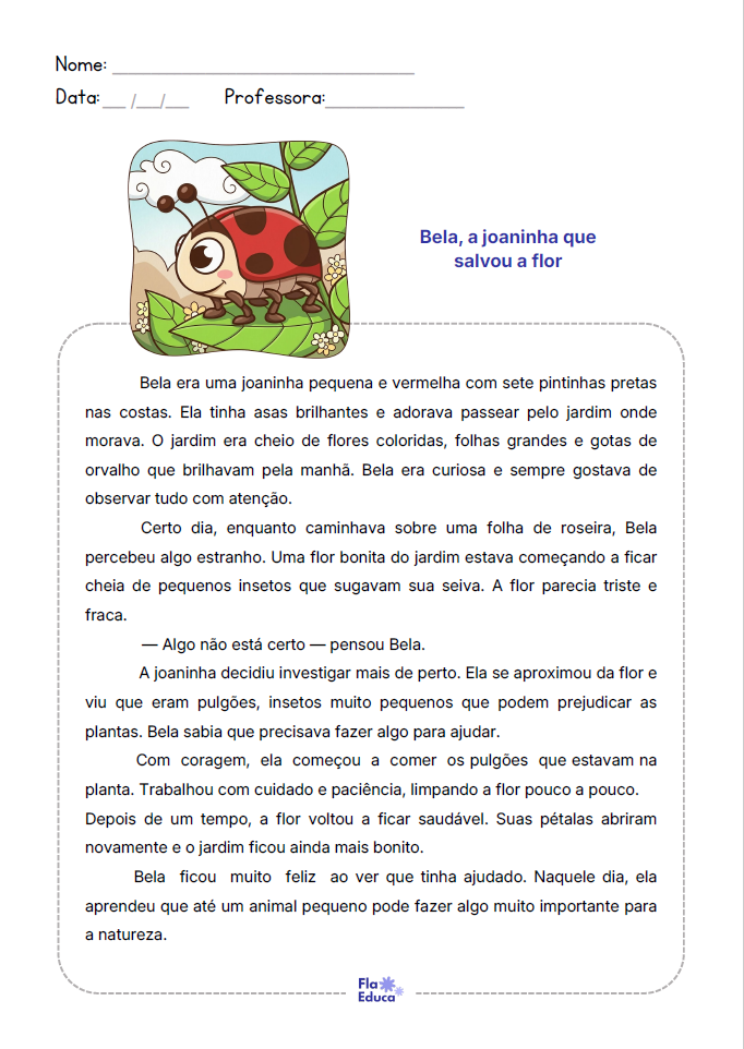 Bela, a joaninha que salvou a flor